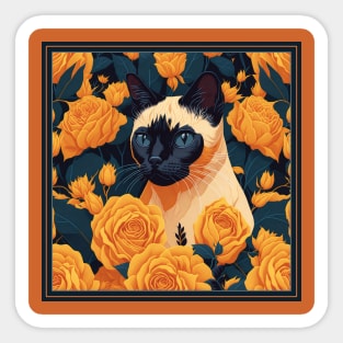 Siamese cat. Style vector (yellow version 2 Siamese cat) Sticker